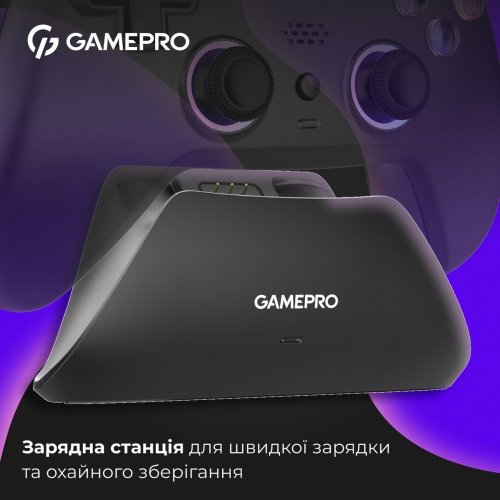 Геймпад із зарядною станцією GamePro GPS20BDOC RGB Wireless Black купити в Україні: Київ, Львів, Хмельницький, Тернопіль, Івано-Франківськ | Низька ціна, відгуки, характеристики від TELEMART фото