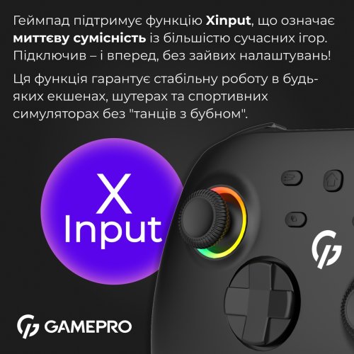 Геймпад із зарядною станцією GamePro GPX13BDOC RGB Wireless Black купити в Україні: Київ, Львів, Хмельницький, Тернопіль | Низька ціна, відгуки, характеристики від TELEMART фото