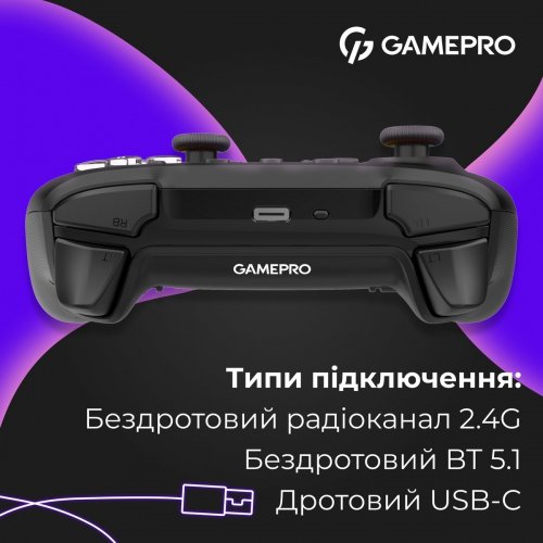 Геймпад із зарядною станцією GamePro GPX13BDOC RGB Wireless Black купити в Україні: Київ, Львів, Хмельницький, Тернопіль, Івано-Франківськ | Низька ціна, відгуки, характеристики від TELEMART фото