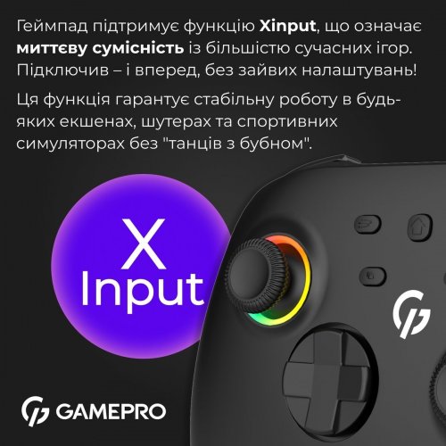 Геймпад із зарядною станцією GamePro GPX13BDOC RGB Wireless Black купити в Україні: Київ, Львів, Хмельницький, Тернопіль, Івано-Франківськ | Низька ціна, відгуки, характеристики від TELEMART фото
