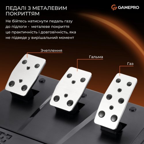 Руль с педалями и коробкой передач GamePro RW038PM Black купить в Украине: Киев, Днепр, Харьков, Одесса  | Низкая цена, отзывы, характеристики от TELEMART фото