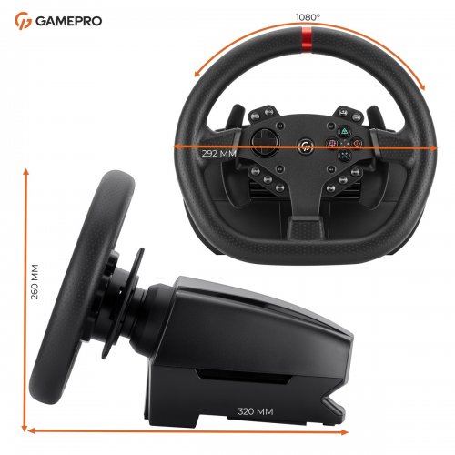 Руль с педалями и коробкой передач GamePro RW070PM Black купить в Украине: Киев, Днепр, Харьков, Одесса  | Низкая цена, отзывы, характеристики от TELEMART фото