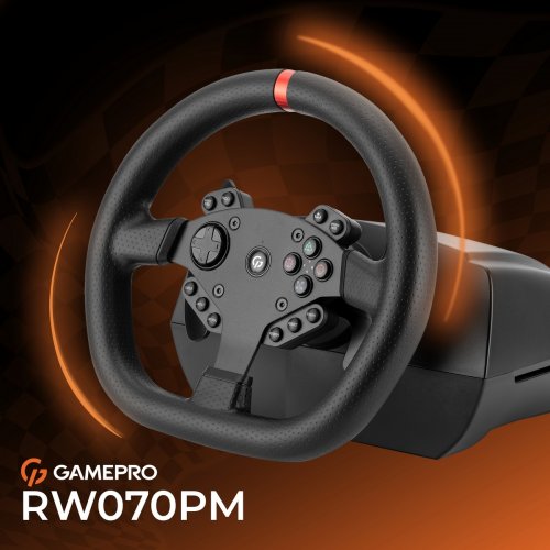 Руль с педалями и коробкой передач GamePro RW070PM Black купить в Украине: Киев, Днепр, Харьков, Одесса  | Низкая цена, отзывы, характеристики от TELEMART фото