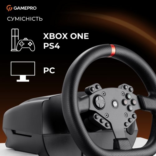 Руль с педалями и коробкой передач GamePro RW070PM Black купить в Украине: Киев, Днепр, Харьков, Одесса  | Низкая цена, отзывы, характеристики от TELEMART фото