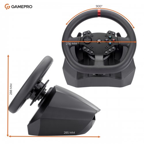 Руль с педалями и коробкой передач GamePro RW575PM Black купить в Украине: Киев, Днепр, Харьков, Одесса  | Низкая цена, отзывы, характеристики от TELEMART фото
