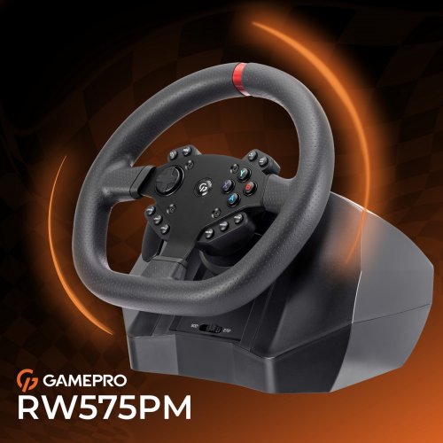 Руль с педалями и коробкой передач GamePro RW575PM Black купить в Украине: Киев, Днепр, Харьков, Одесса  | Низкая цена, отзывы, характеристики от TELEMART фото