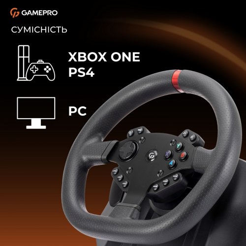 Руль с педалями и коробкой передач GamePro RW575PM Black купить в Украине: Киев, Днепр, Харьков, Одесса  | Низкая цена, отзывы, характеристики от TELEMART фото