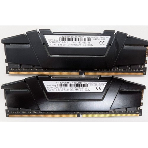 Озу G.Skill DDR4 16GB (2x8GB) 3200Mhz Ripjaws V (F4-3200C16D-16GVKB) (Восстановлено продавцом, 819913) купить в Украине: Киев, Днепр, Харьков, Одесса  | Проверка совместимости, низкая цена, отзывы, характеристики от TELEMART фото