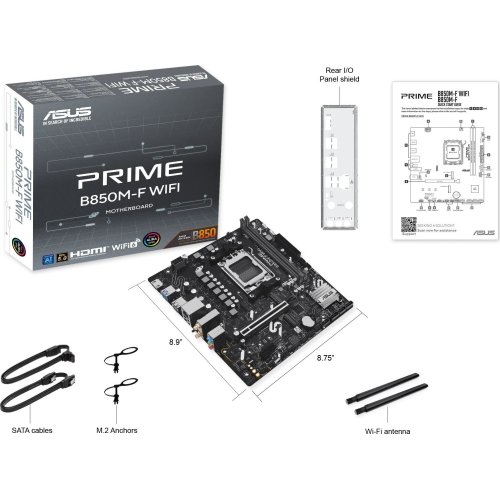 Материнська плата Asus PRIME B850M-F WIFI (sAM5, AMD B850) купити в Україні: Київ, Львів, Хмельницький, Тернопіль | Перевірка сумісності, низька ціна, відгуки, характеристики від TELEMART фото