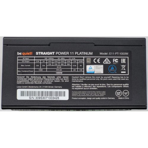 Блок живлення Be Quiet! Straight Power 11 Platinum 1000W (BN309) (Відновлено продавцем, 820022) купити в Україні: Київ, Львів, Хмельницький, Тернопіль | Перевірка сумісності, низька ціна, відгуки, характеристики від TELEMART фото