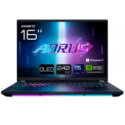 Ноутбук Gigabyte AORUS MASTER 16 BYH (BYHC5UAE65SP) Dark Tide / 16″ (2560x1600, OLED) / Intel Core Ultra 9 275HX (2.7-5.4 ГГц), 24 ядра / NVIDIA GeForce RTX 5080 / 32 ГБ (DDR5) / 2048 ГБ (SSD) / Windows 11 Pro