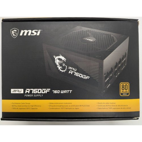Блок живлення MSI MPG 750W (A750GF) (Відновлено продавцем, 820191) купити в Україні: Київ, Львів, Хмельницький, Тернопіль | Перевірка сумісності, низька ціна, відгуки, характеристики від TELEMART фото