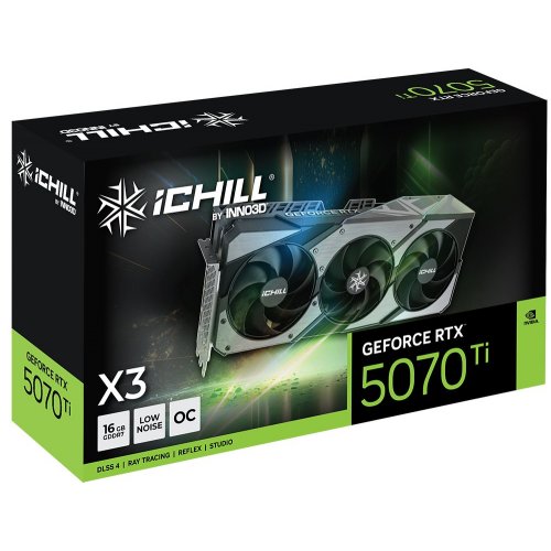 Відеокарта Inno3D GeForce RTX 5070 Ti iCHILL X3 16384MB (C507T3-16D7X-176069R) купити в Україні: Київ, Львів, Хмельницький, Тернопіль | Перевірка сумісності, низька ціна, відгуки, характеристики від TELEMART фото