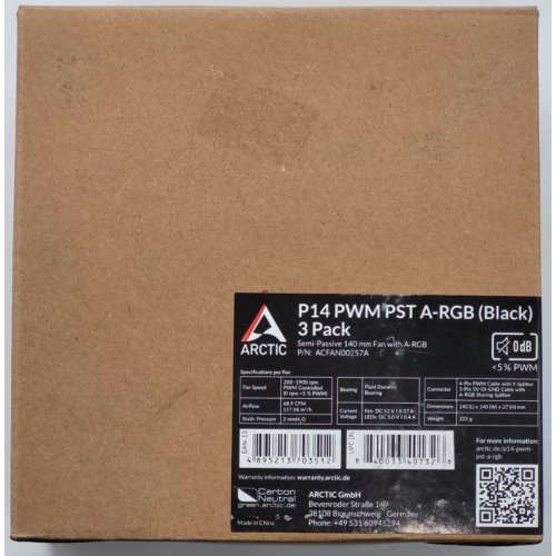 Набір кулерів для корпусу Arctic P14 PWM PST A-RGB 0dB (3-Fan Pack) (ACFAN00257A) Black (Відновлено продавцем, 820283) купити в Україні: Київ, Львів, Хмельницький, Тернопіль | Перевірка сумісності, низька ціна, відгуки, характеристики від TELEMART фото