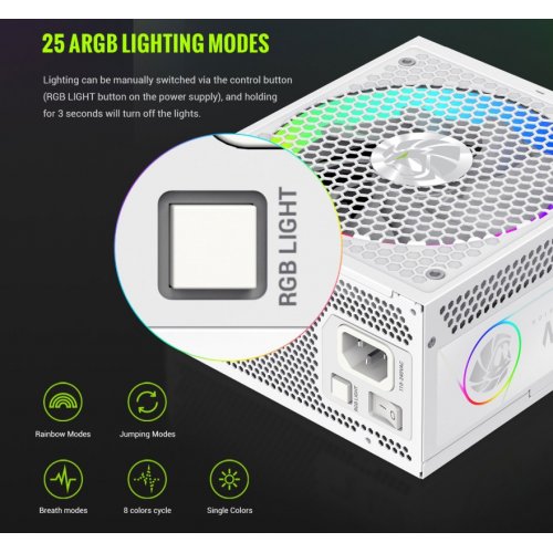 Блок питания GAMEMAX RGB PRO 850G 850W (RGB PRO 850G WH) White купить в Украине: Киев, Днепр, Харьков, Одесса  | Проверка совместимости, низкая цена, отзывы, характеристики от TELEMART фото 17 Блок питания GAMEMAX RGB PRO 850G 850W (RGB PRO 850G WH) White купить в Украине: Киев, Днепр, Харьков, Одесса  | Проверка совместимости, низкая цена, отзывы, характеристики от TELEMART фото