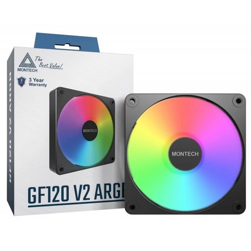 Кулер для корпуса Montech GF120 V2 ARGB Black купить в Украине: Киев, Днепр, Харьков, Одесса  | Проверка совместимости, низкая цена, отзывы, характеристики от TELEMART фото 3 Кулер для корпуса Montech GF120 V2 ARGB Black купить в Украине: Киев, Днепр, Харьков, Одесса  | Проверка совместимости, низкая цена, отзывы, характеристики от TELEMART фото