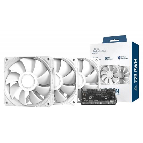 Набор кулеров Montech E28 PWM 3 in 1 White купить в Украине: Киев, Днепр, Харьков, Одесса  | Проверка совместимости, низкая цена, отзывы, характеристики от TELEMART фото 6 Набор кулеров Montech E28 PWM 3 in 1 White купить в Украине: Киев, Днепр, Харьков, Одесса  | Проверка совместимости, низкая цена, отзывы, характеристики от TELEMART фото