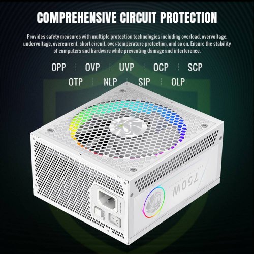 Блок питания GAMEMAX RGB 750G 750W (RGB 750G WH) White купить в Украине: Киев, Днепр, Харьков, Одесса  | Проверка совместимости, низкая цена, отзывы, характеристики от TELEMART фото 9 Блок питания GAMEMAX RGB 750G 750W (RGB 750G WH) White купить в Украине: Киев, Днепр, Харьков, Одесса  | Проверка совместимости, низкая цена, отзывы, характеристики от TELEMART фото