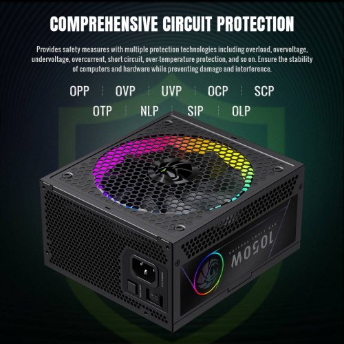 Блок питания GAMEMAX RGB 1050G 1050W (RGB 1050G) Black купить в Украине: Киев, Днепр, Харьков, Одесса  | Проверка совместимости, низкая цена, отзывы, характеристики от TELEMART фото 12 Блок питания GAMEMAX RGB 1050G 1050W (RGB 1050G) Black купить в Украине: Киев, Днепр, Харьков, Одесса  | Проверка совместимости, низкая цена, отзывы, характеристики от TELEMART фото