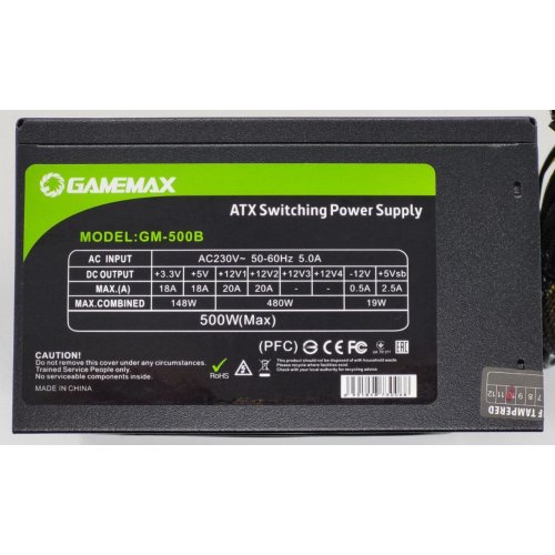 Блок живлення GAMEMAX 500W (GM-500B) (Відновлено продавцем, 820549) купити в Україні: Київ, Львів, Хмельницький, Тернопіль | Перевірка сумісності, низька ціна, відгуки, характеристики від TELEMART фото