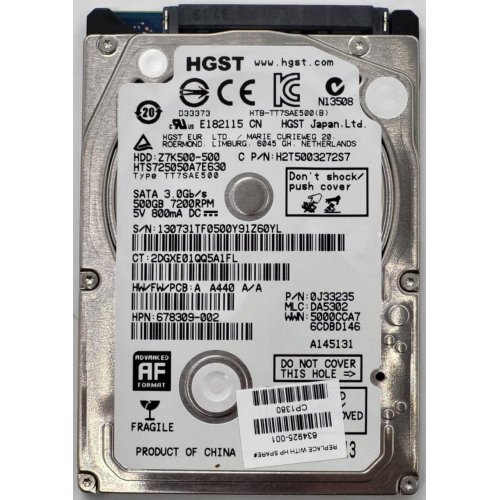 Жесткий диск Hitachi Travelstar Z7K500 500GB 32MB 7200RPM 2.5" (HTS725050A7E630/0J26005/0J38075) (Восстановлено продавцом, 820835) купить в Украине: Киев, Днепр, Харьков, Одесса  | Проверка совместимости, низкая цена, отзывы, характеристики от TELEMART фото
