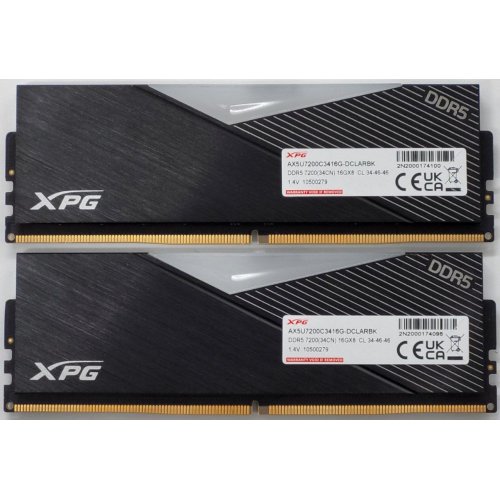 Озп ADATA DDR5 32GB (2x16GB) 7200MHz XPG Lancer RGB Black (AX5U7200C3416G-DCLARBK) (Відновлено продавцем, 820838) купити в Україні: Київ, Львів, Хмельницький, Тернопіль | Перевірка сумісності, низька ціна, відгуки, характеристики від TELEMART фото