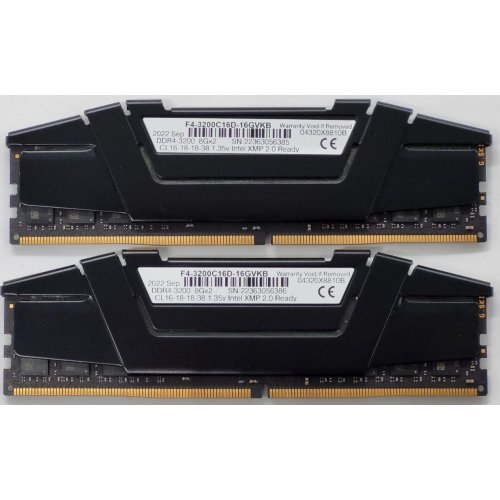 Озу G.Skill DDR4 16GB (2x8GB) 3200Mhz Ripjaws V (F4-3200C16D-16GVKB) (Восстановлено продавцом, 820839) купить в Украине: Киев, Днепр, Харьков, Одесса  | Проверка совместимости, низкая цена, отзывы, характеристики от TELEMART фото