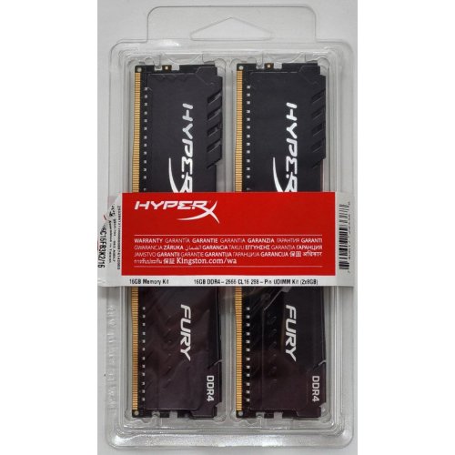 Озп HyperX DDR4 16GB (2x8GB) 2666Mhz Fury Black (HX426C16FB3K2/16) (Відновлено продавцем, 820847) купити в Україні: Київ, Львів, Хмельницький, Тернопіль | Перевірка сумісності, низька ціна, відгуки, характеристики від TELEMART фото