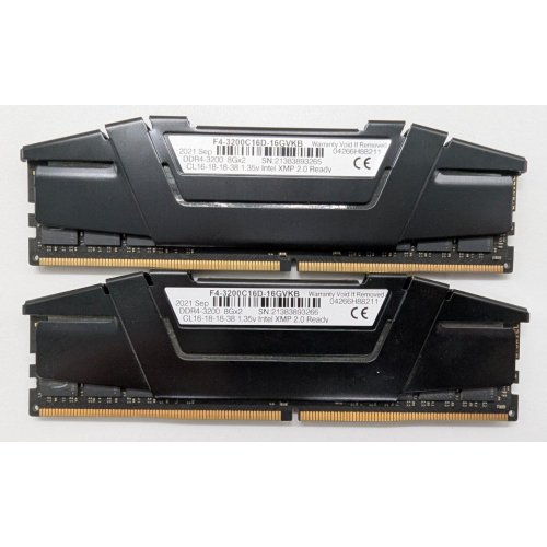 Озу G.Skill DDR4 16GB (2x8GB) 3200Mhz Ripjaws V (F4-3200C16D-16GVKB) (Восстановлено продавцом, 821076) купить в Украине: Киев, Днепр, Харьков, Одесса  | Проверка совместимости, низкая цена, отзывы, характеристики от TELEMART фото