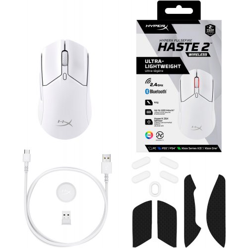 Уцінка миша HyperX Pulsefire Haste 2 Wireless (6N0A9AA) White (Розкрита упаковка, 821336) купити в Україні: Київ, Львів, Хмельницький, Тернопіль | Низька ціна, відгуки, характеристики від TELEMART фото
