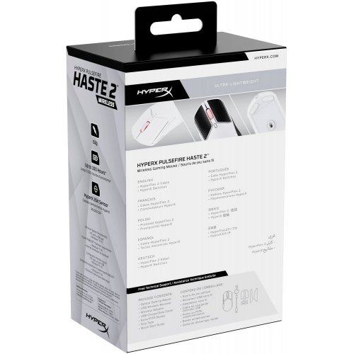 Уцінка миша HyperX Pulsefire Haste 2 Wireless (6N0A9AA) White (Розкрита упаковка, 821336) купити в Україні: Київ, Львів, Хмельницький, Тернопіль | Низька ціна, відгуки, характеристики від TELEMART фото