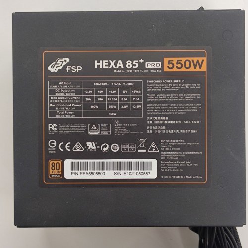 Блок питания FSP HEXA 85+ Pro 550W (HA2-550) (Восстановлено продавцом, 821379) купить в Украине: Киев, Днепр, Харьков, Одесса  | Проверка совместимости, низкая цена, отзывы, характеристики от TELEMART фото