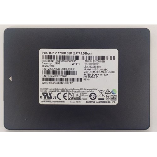 Ssd-диск Samsung PM871b TLC 128GB 2.5" (MZ7LN128HAHQ-000L2) (Восстановлено продавцом, 821622) купить в Украине: Киев, Днепр, Харьков, Одесса  | Проверка совместимости, низкая цена, отзывы, характеристики от TELEMART фото