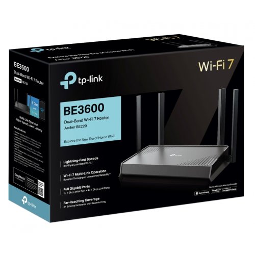 Wi-Fi роутер TP-LINK Archer BE220 купити в Україні: Київ, Львів, Хмельницький, Тернопіль | Низька ціна, відгуки, характеристики від TELEMART фото