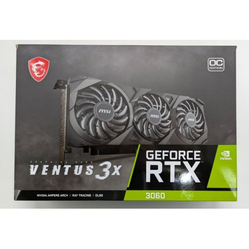 Відеокарта MSI GeForce RTX 3060 VENTUS 3X OC 12288MB (RTX 3060 VENTUS 3X 12G OC) (Відновлено продавцем, 821648) купити в Україні: Київ, Львів, Хмельницький, Тернопіль | Перевірка сумісності, низька ціна, відгуки, характеристики від TELEMART фото