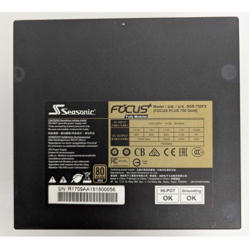 Блок питания Seasonic Focus GX-750W Gold (SSR-750FX) (Восстановлено продавцом, 821656) купить в Украине: Киев, Днепр, Харьков, Одесса  | Проверка совместимости, низкая цена, отзывы, характеристики от TELEMART фото