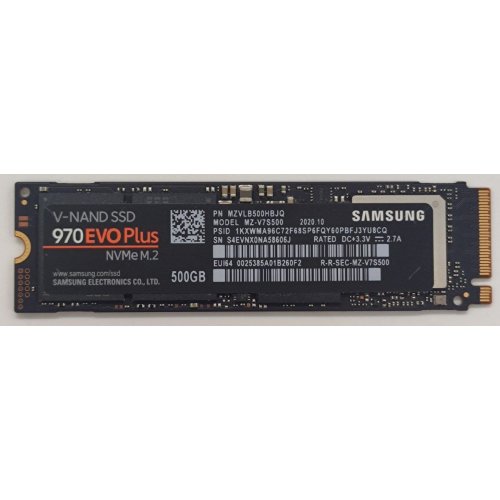 Ssd-диск Samsung 970 EVO Plus V-NAND MLC 500GB M.2 (2280 PCI-E) (MZ-V7S500BW) (Відновлено продавцем, 821672) купити в Україні: Київ, Львів, Хмельницький, Тернопіль | Перевірка сумісності, низька ціна, відгуки, характеристики від TELEMART фото
