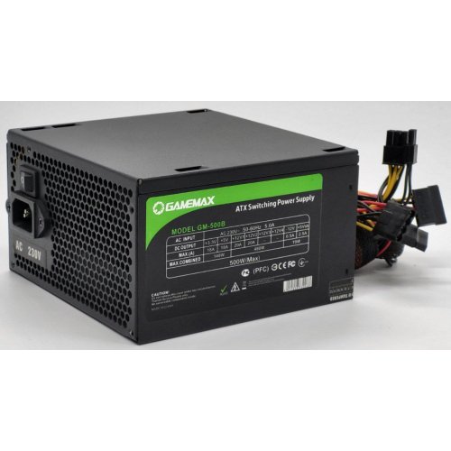 Блок питания GAMEMAX 500W (GM-500B) (Восстановлено продавцом, 821793) купить в Украине: Киев, Днепр, Харьков, Одесса  | Проверка совместимости, низкая цена, отзывы, характеристики от TELEMART фото