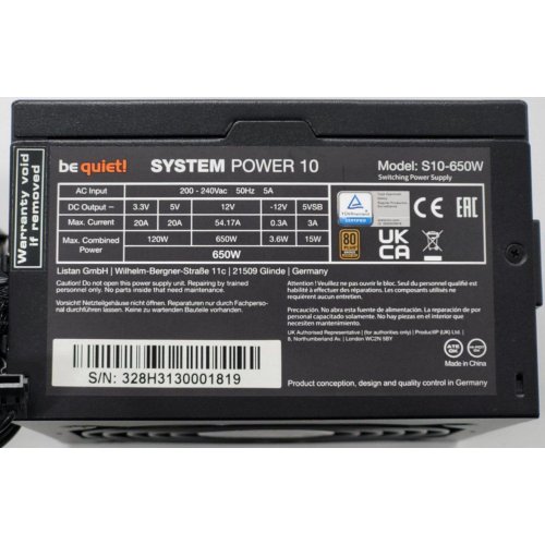 Блок живлення Be Quiet! System Power 10 650W (BN328) (Відновлено продавцем, 821796) купити в Україні: Київ, Львів, Хмельницький, Тернопіль | Перевірка сумісності, низька ціна, відгуки, характеристики від TELEMART фото