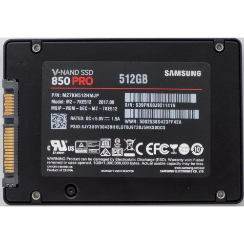Ssd-диск Samsung 850 PRO 512GB 2.5" (MZ-7KE512BW) (Відновлено продавцем, 821960) купити в Україні: Київ, Львів, Хмельницький, Тернопіль | Перевірка сумісності, низька ціна, відгуки, характеристики від TELEMART фото