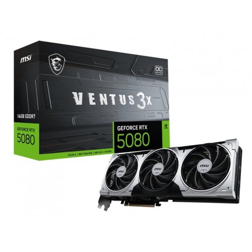 Уценка видеокарта MSI GeForce RTX 5080 VENTUS 3X OC PLUS 16384MB (RTX 5080 16G VENTUS 3X OC PLUS) (Вскрытая упаковка, 821995) купить в Украине: Киев, Днепр, Харьков, Одесса  | Проверка совместимости, низкая цена, отзывы, характеристики от TELEMART фото