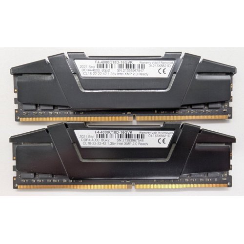 Озу G.Skill DDR4 16GB (2x8GB) 4000Mhz Ripjaws V Black (F4-4000C18D-16GVK) (Восстановлено продавцом, 822017) купить в Украине: Киев, Днепр, Харьков, Одесса  | Проверка совместимости, низкая цена, отзывы, характеристики от TELEMART фото