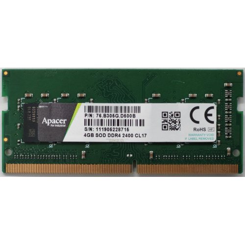 Озп Apacer SODIMM DDR4 4GB 2400Mhz (76.B305G.D500B) (Відновлено продавцем, 822037) купити в Україні: Київ, Львів, Хмельницький, Тернопіль | Перевірка сумісності, низька ціна, відгуки, характеристики від TELEMART фото
