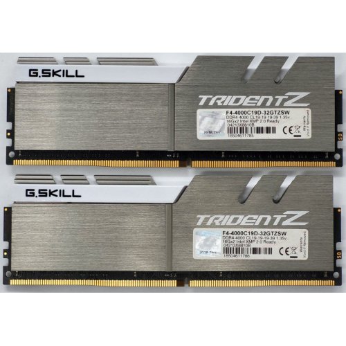Озп G.Skill DDR4 32GB (2x16GB) 4000Mhz Trident Z (F4-4000C19D-32GTZSW) Black (Відновлено продавцем, 822048) купити в Україні: Київ, Львів, Хмельницький, Тернопіль | Перевірка сумісності, низька ціна, відгуки, характеристики від TELEMART фото