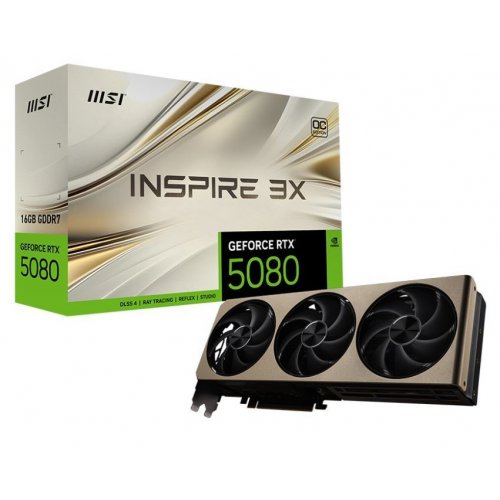 Уцінка відеокарта MSI GeForce RTX 5080 INSPIRE 3X OC 16384MB (RTX 5080 16G INSPIRE 3X OC) (Сліди використання, 822062) купити в Україні: Київ, Львів, Хмельницький, Тернопіль | Перевірка сумісності, низька ціна, відгуки, характеристики від TELEMART фото