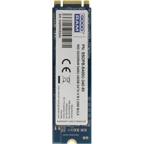 Photo SSD Drive GoodRAM S400u 240GB M.2 (2280 SATA) (SSDPR-S400U-240-80)