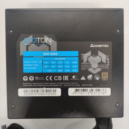 Блок питания CHIEFTEC Proton 600W (BDF-600S) (Восстановлено продавцом, 822135) купить в Украине: Киев, Днепр, Харьков, Одесса  | Проверка совместимости, низкая цена, отзывы, характеристики от TELEMART фото
