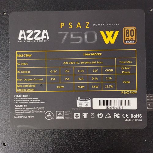 Блок питания Azza 750W (PSAZ-750W) (Восстановлено продавцом, 822333) купить в Украине: Киев, Днепр, Харьков, Одесса  | Проверка совместимости, низкая цена, отзывы, характеристики от TELEMART фото