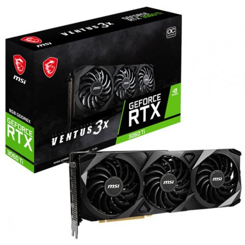 Відеокарта MSI GeForce RTX 3060 Ti VENTUS 3X OC 8192MB (RTX 3060 Ti VENTUS 3X 8GD6X OC) (Відновлено продавцем, 822419) купити в Україні: Київ, Львів, Хмельницький, Тернопіль | Перевірка сумісності, низька ціна, відгуки, характеристики від TELEMART фото