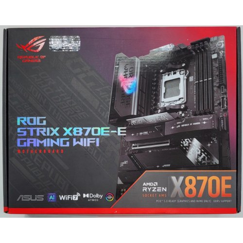 Материнская плата Asus ROG STRIX X870E-E GAMING WIFI (sAM5, AMD X870E) (Восстановлено продавцом, 822499) купить в Украине: Киев, Днепр, Харьков, Одесса  | Проверка совместимости, низкая цена, отзывы, характеристики от TELEMART фото